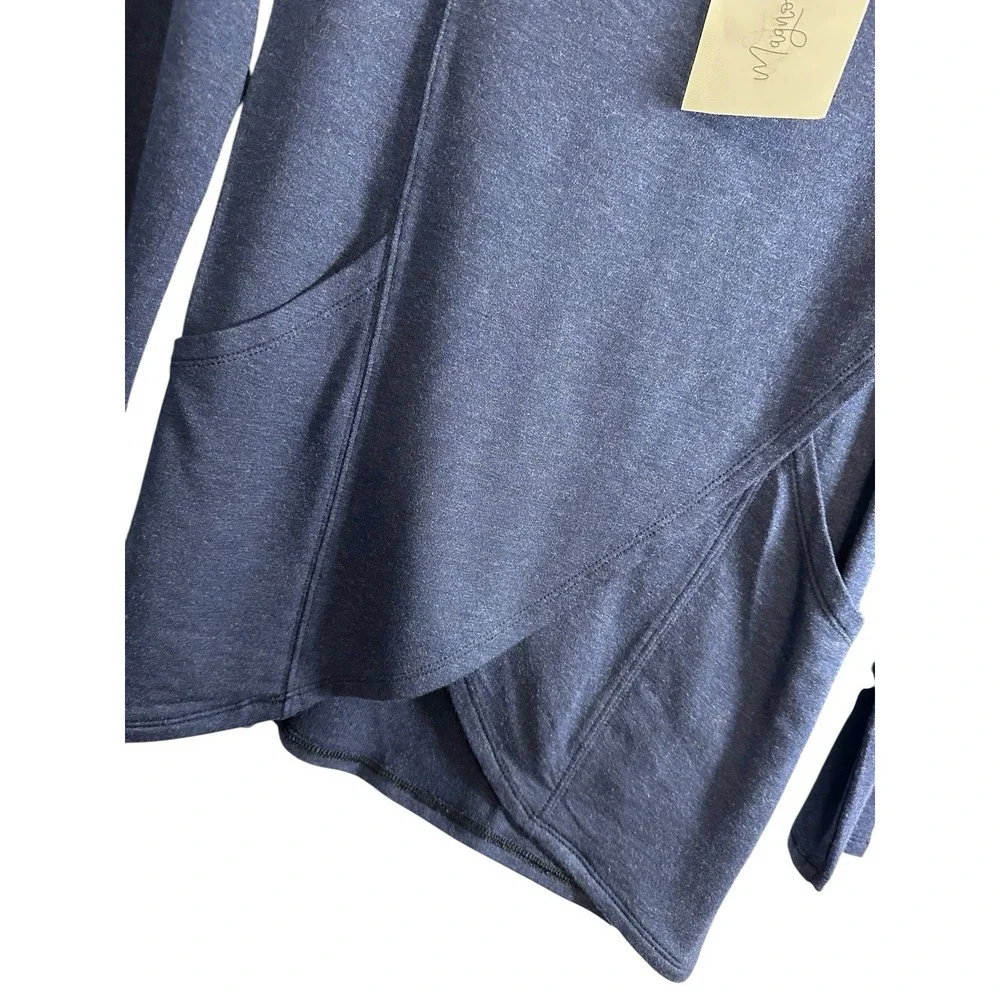 Magnolia Grace Blue Paedia Tulip Hem Cowl Neck French Terry Knit Top Small NWT - Picture 5 of 6